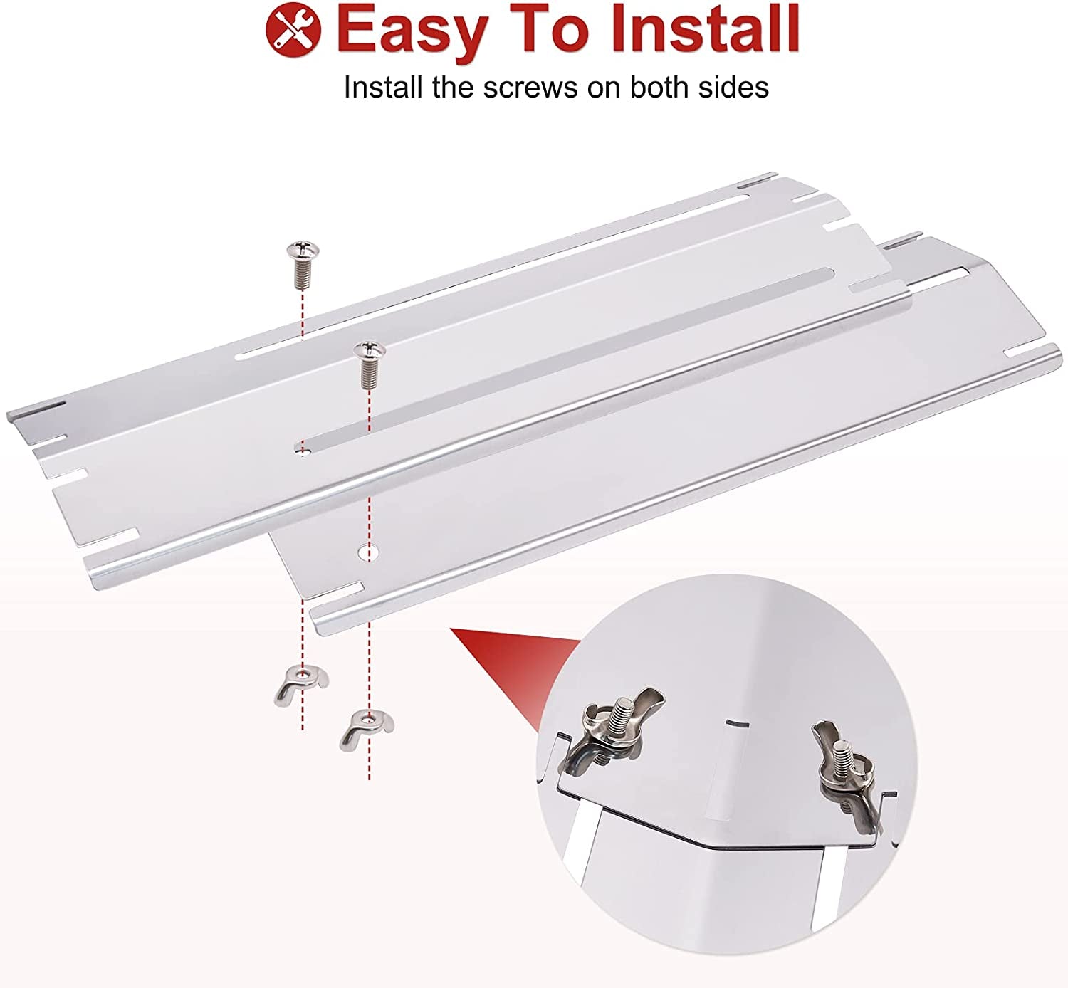 Universal Grill Heat Plates Heat Tents Heat Shields for Gas Grill, Adjustable Barbecue BBQ Grill Flame Tamers Burner Covers Heat Deflectors, Stainless Steel Gas Grill Replacement Parts, 5-Pack