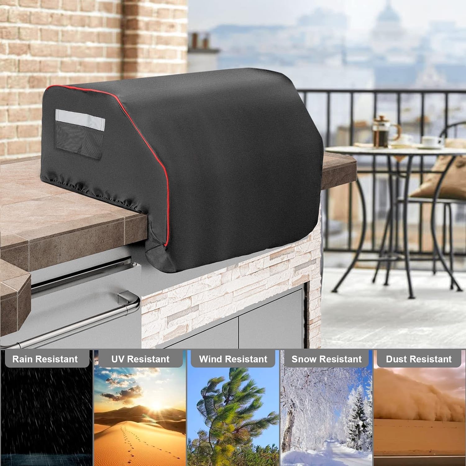 Built–In Grill Cover for Bull 45005, Built in Gas Grills 32 Inch BBQ Grill Top Cover for Bull Lonestar 4 Burner Bull Built in Bill Outlaw, Outdoor 87048 Smoker Waterproof Griddle Cover with Handle