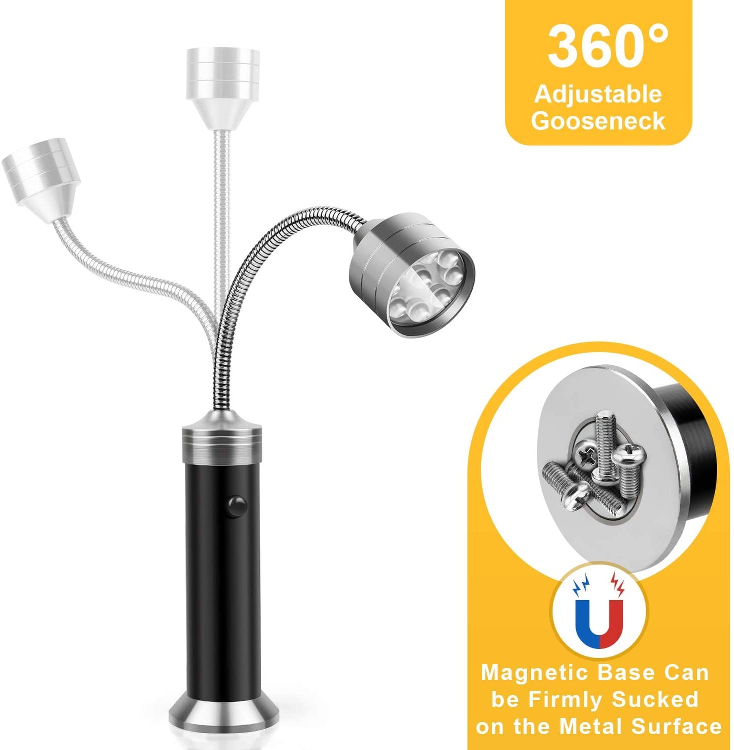 Barbecue Grill Light Magnetic Base Super-Bright LED BBQ Lights-360 Degree Flexible Gooseneck, Gifts for Men Dad Boyfriend, Traeger Pit Boss Smoker Grill Accessories, Batteries Included-Pack of 2
