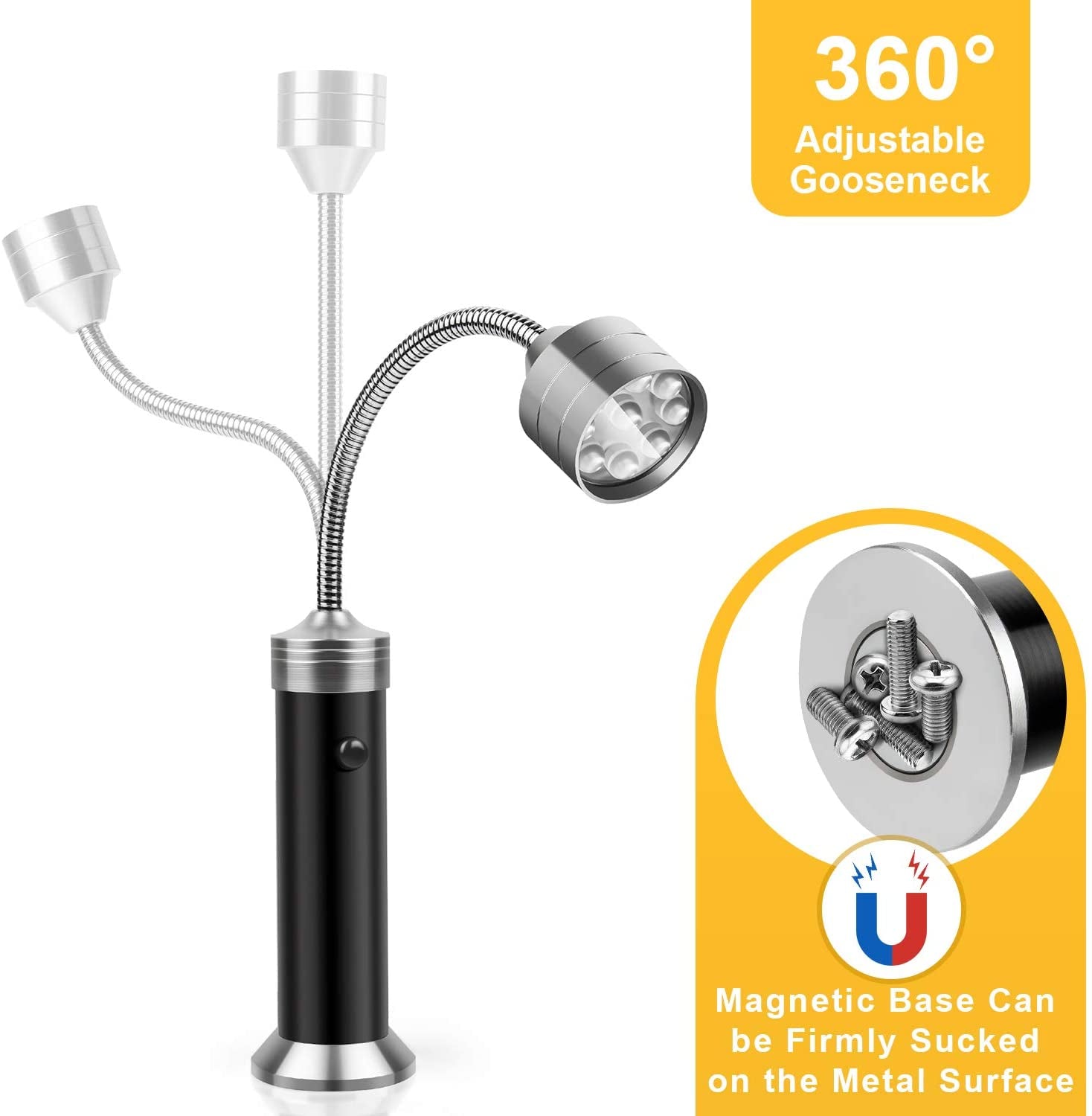 Barbecue Grill Light Magnetic Base Super-Bright LED BBQ Lights-360 Degree Flexible Gooseneck, Gifts for Men Dad Boyfriend, Traeger Pit Boss Smoker Grill Accessories, Batteries Included-Pack of 2