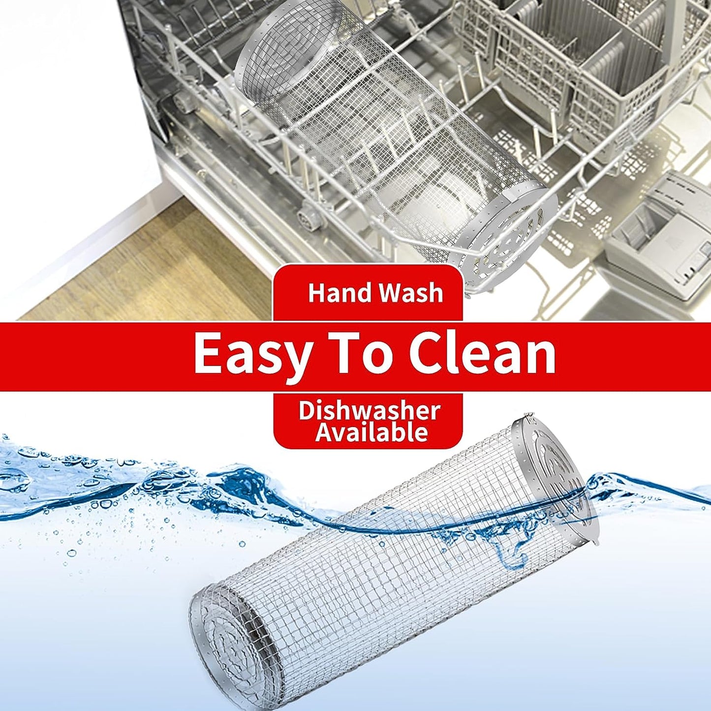 Rolling Grilling Baskets for Outdoor Grill Bbq ，Stainless Steel Grill Mesh Barbeque Grill Accessories,Outdoor round BBQ Stainless Steel Grill Basket Campfire Grill Grid - Camping Picnic Cookware (2Pc-12.2In*3.9In+11.8In*3.5In)