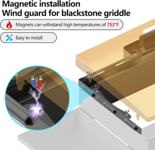 Upgraded Wind Guards for Blackstone 36 Inch Griddle, Blackstone Griddle Accessories, Magnetic Stainless Steel Wind Screen for Blackstone Grill, Protect Flame Hold Heat, Compatible with Hood＆Side Shelf
