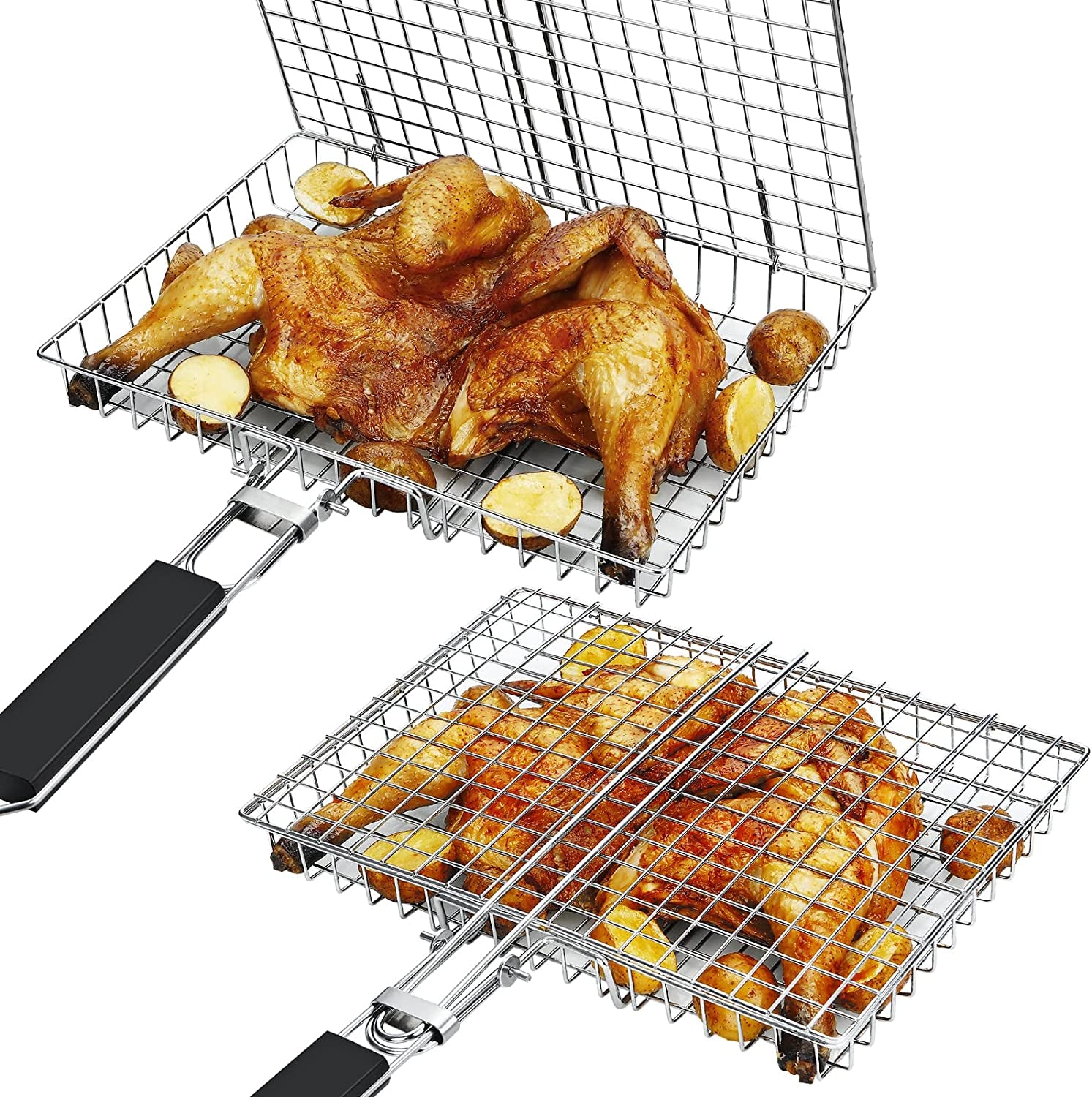 Grill Basket NABAOXUN BBQ Grilling Basket Fish Grill Basket, Grill Basket Grill Rack,Outdoor Grill Accessories