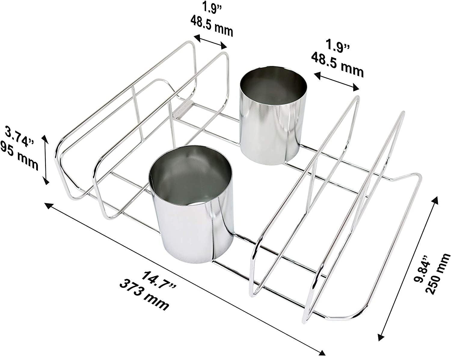 Cataumet BBQ Rib Rack and Beer Can Chicken Holder Smoking Rack Fits Big Egg Style Grills Ovens and Smokers Made with Genuine 304 Stainless Steel