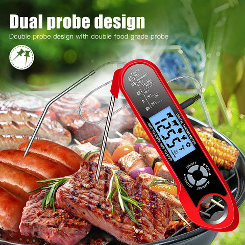 Image of Oven Meat Safe Instant Read 2 in 1 Dual Probe Food Thermometer Digital with Alarm Function for Cooking BBQ Smoking Grilling Kitc