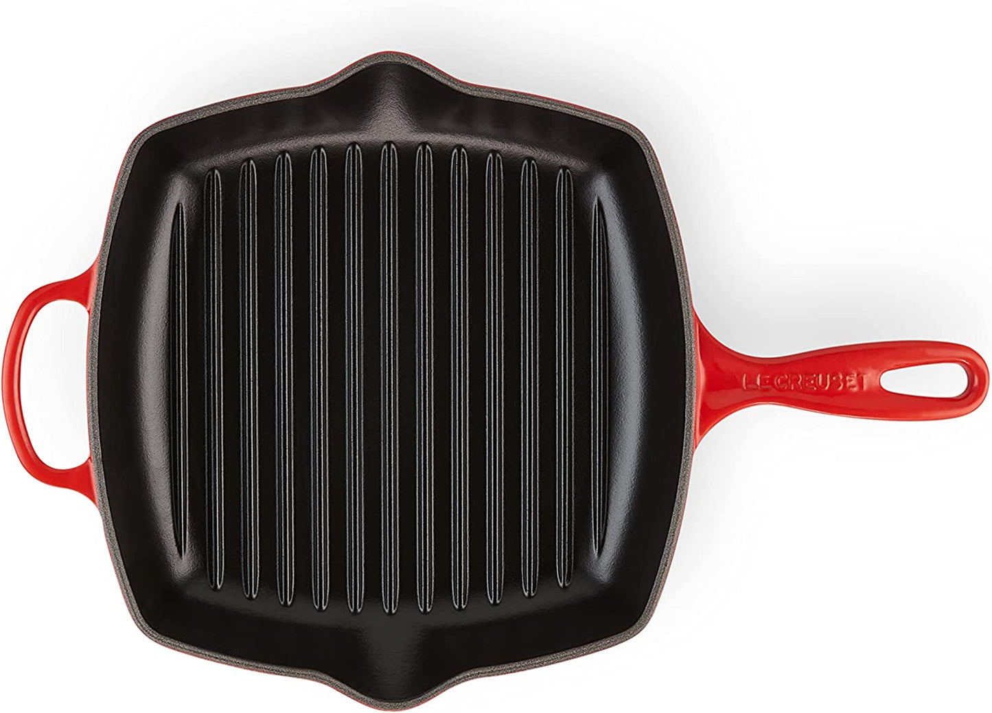 Enameled Cast Iron Signature Square Skillet Grill, 10.25", Cerise