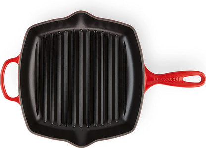 Enameled Cast Iron Signature Square Skillet Grill, 10.25", Cerise