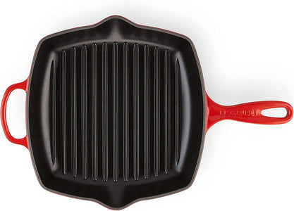 Enameled Cast Iron Signature Square Skillet Grill, 10.25", Cerise