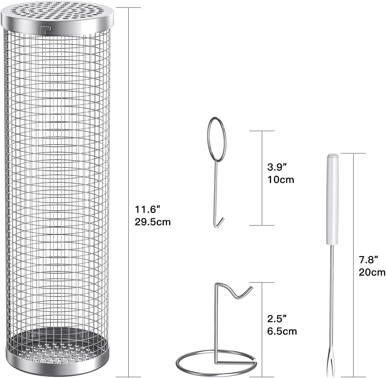 BLOOPIC Grilling Accessories Camping Barbecue Bbq Accessories for Outdoor round Grill Mesh Portable Kitchen Cooking Accessories Tools for Vegetables Steak Large (12.24 X 3.78 X 3.74 Inch)