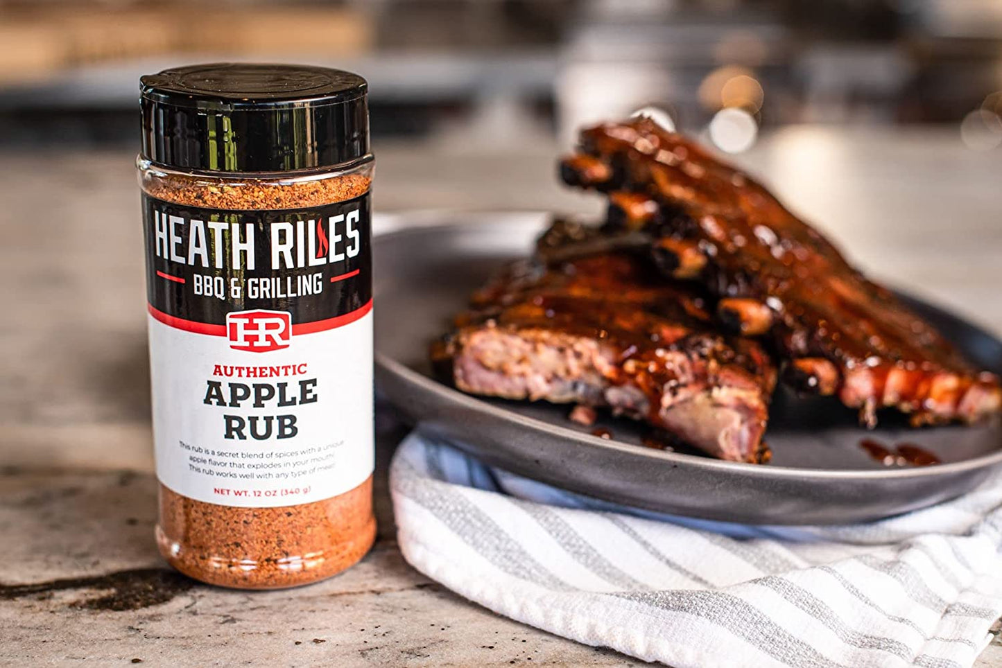 Heath Riles BBQ Apple Rub Seasoning, Champion Pitmaster Recipe, Shaker Spice Mix, 12 Oz.