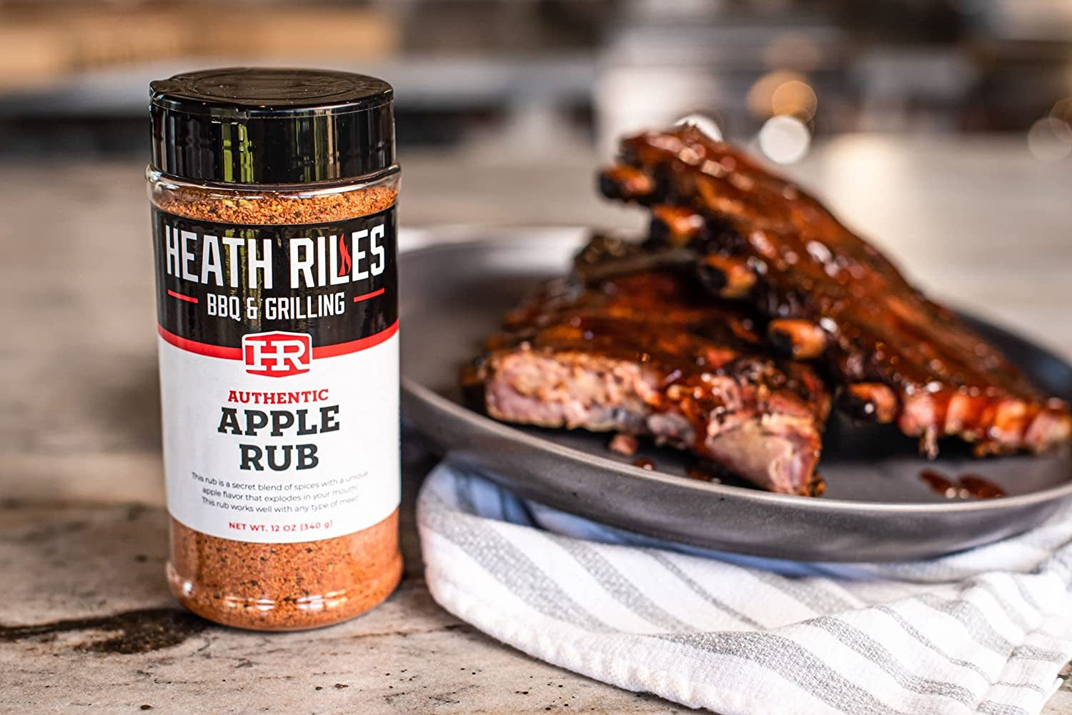 Heath Riles BBQ Apple Rub Seasoning, Champion Pitmaster Recipe, Shaker Spice Mix, 12 Oz.