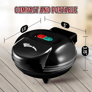 Burgess Brothers Mini Waffle Maker | Portable Electric Non-Stick Waffle Iron | Belgian Waffle Maker Makes 4 Inch Waffles | Includes Bamboo Sporks