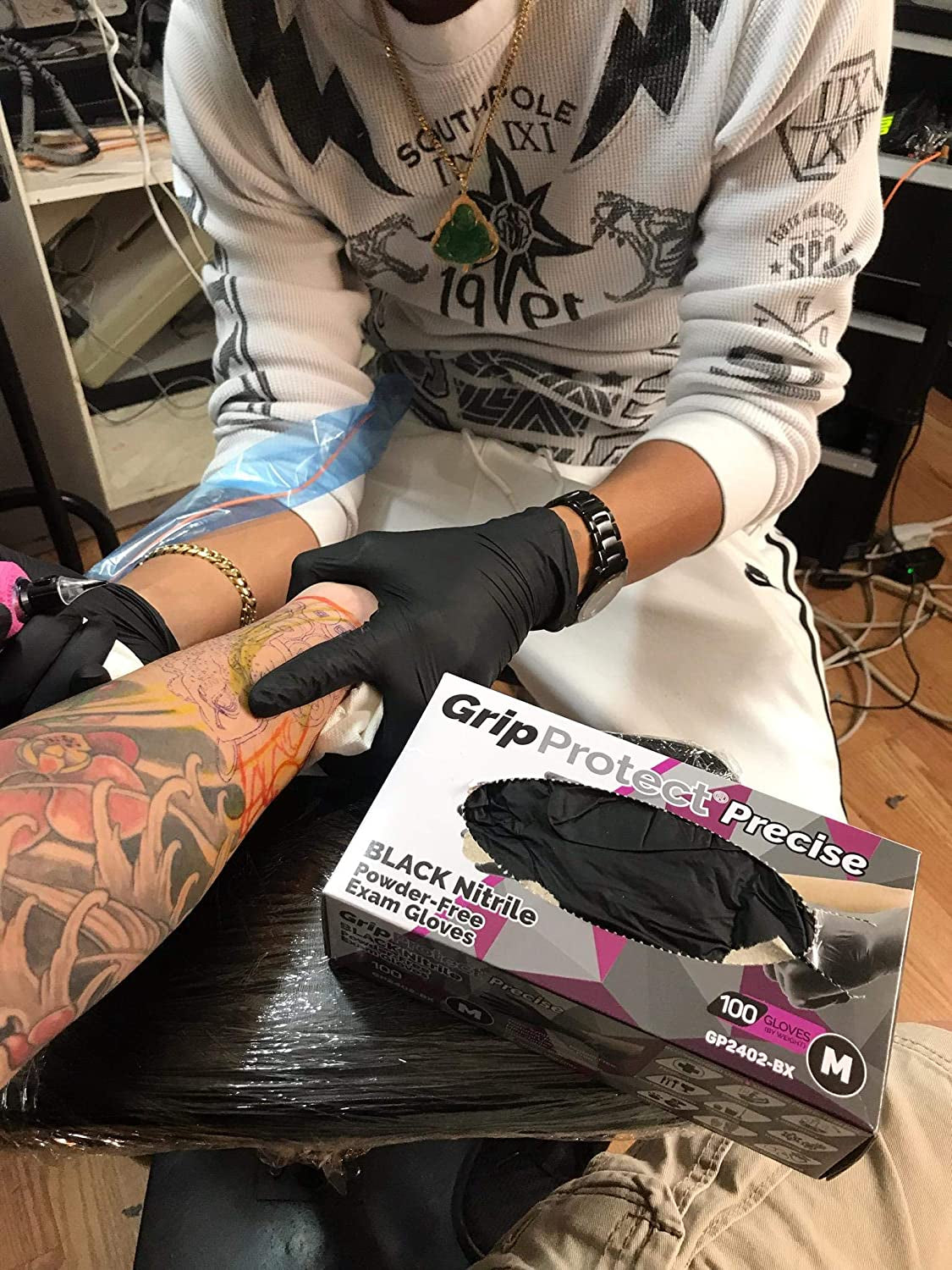 ® Precise Black Nitrile Exam Gloves | 4 Mil | Chemo-Rated | Food, Home, Hospital, Law Enforcement, Tattoo | (Large, 100)