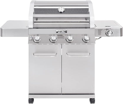 Monument Grills Larger Convertible 4-Burner Natural Gas Grill Stainless Steel Cabinet Style Propane Grills, LED Controls,Side Burner(Without Conversion Kit)