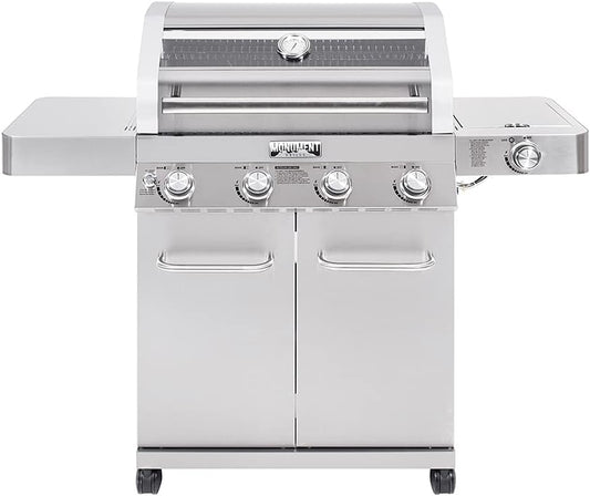 Monument Grills Larger Convertible 4-Burner Natural Gas Grill Stainless Steel Cabinet Style Propane Grills, LED Controls,Side Burner(Without Conversion Kit)