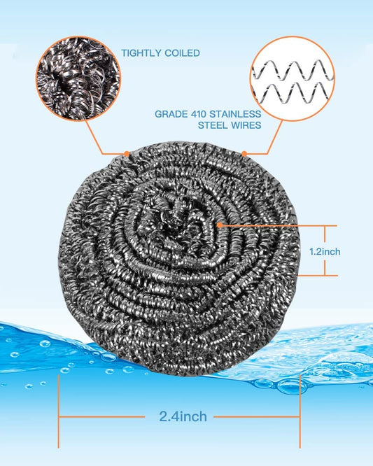 12Pcs Scourer Steel Wool Scrubber - Steel Wool for Cleaning Dishes Pans Pots Ovens Grills Stainless Steel Scrubber for Kitchen Sinks Cleaning Steel Wool Pads Metal Scrubber 12 Pack