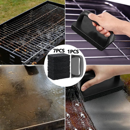 18Pcs Griddle Cleaning Kit for Blackstone, Heavy Duty Flat Top Grill Cleaning Kit, Include Handle, Cleaning Bricks, Scrubber Brush, Scouring Pads, Griddle Grill Scraper, Blackstone Cleaner for Griddle