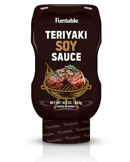 Funtable TERIYAKI SOY SAUCE (Teriyaki, 14.1Oz, Pack of 1) - Korean Authentic Sweet Soy Sauce, Low-Calorie. Ideal for Dipping, Marinating, & Seasoning Korean Bulgogi, Meats, & Grilled Dishes.
