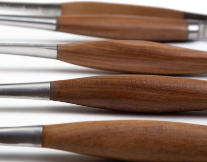 Schmidt Brothers - BBQ Bonded Teak 4 Piece Grilling Accessory Set, Full-Forged Stainless Steel Grilling Utensils Including Spatula, Fork, Basting Brush, and Tongs with All Wood Handles