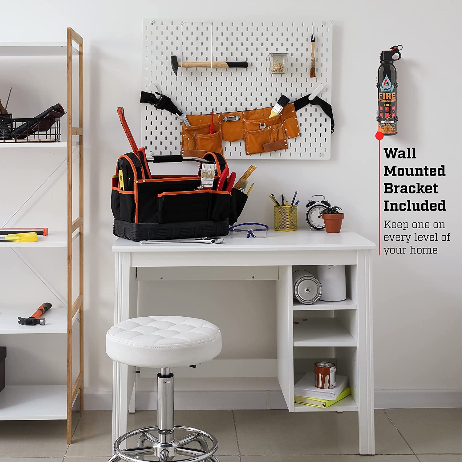 A+ Safety Portable Fire Extinguisher | 6-In-1 Small Fire Extinguisher for Home, Garage, Kitchen, Car | for Electric, Textile and Grease Fires | Non-Toxic, Easy Clean | Wall Mount Incl (4PK)