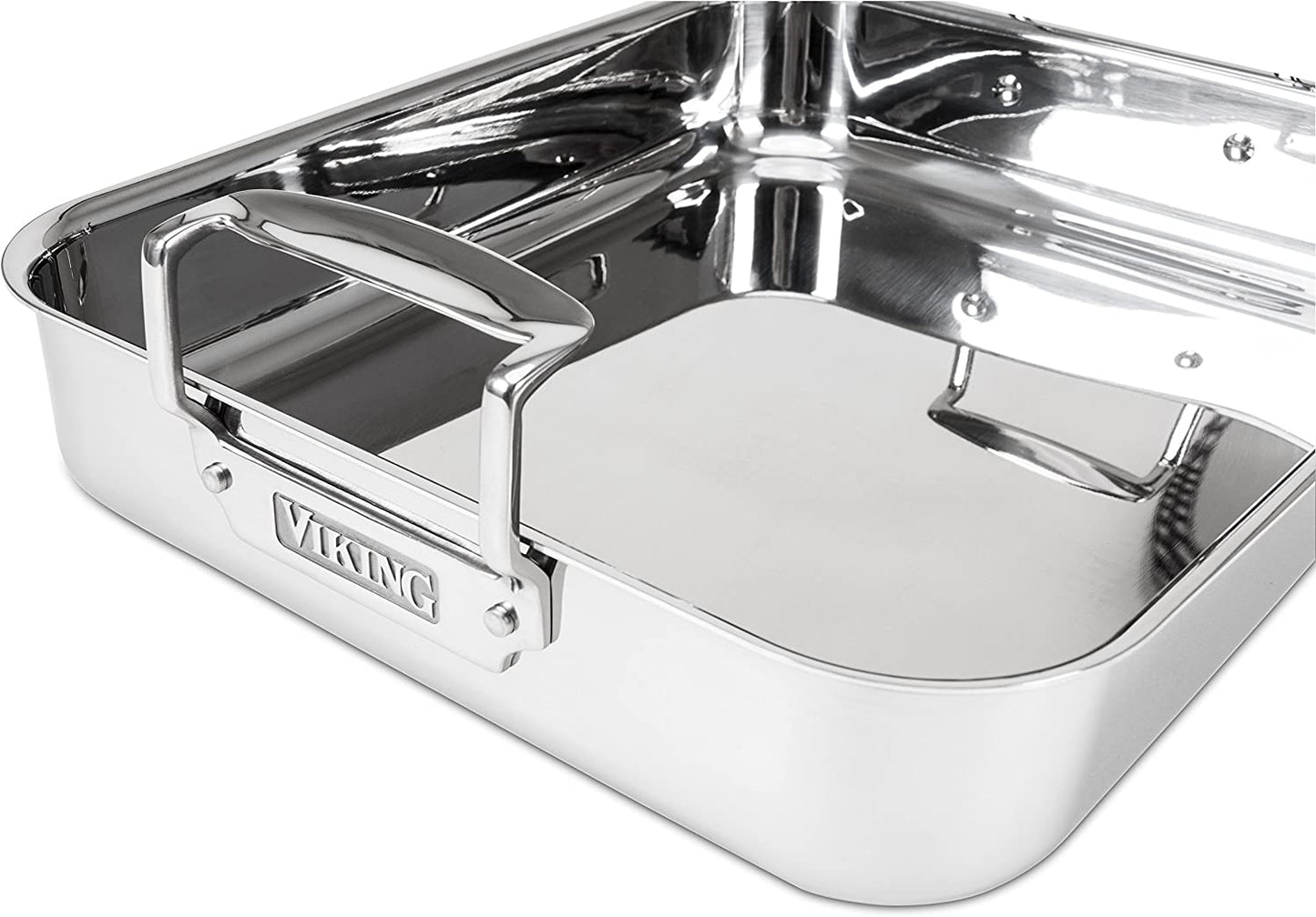 Viking Culinary 3-Ply Stainless Steel Roasting Pan, Includes a Nonstick Rack, Dishwasher, Oven Safe, Works on All Cooktops Including Induction