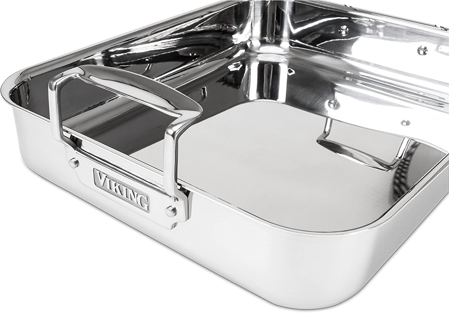 Viking Culinary 3-Ply Stainless Steel Roasting Pan, Includes a Nonstick Rack, Dishwasher, Oven Safe, Works on All Cooktops Including Induction