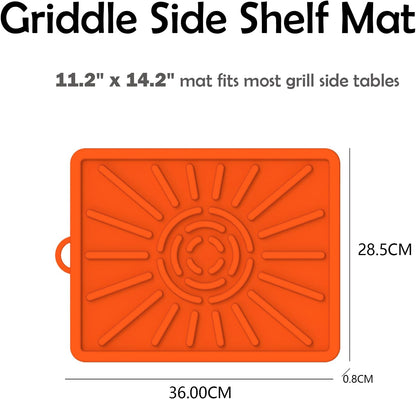 Grill Mat, Side Shelf Mat for Blackstone, Silicone Grill Pad for Outdoor Grill Kitchen Counter, Food Grade Griddle Mat, BBQ Grill Mats, Baking Mats, Grill Prep Trays, Hot Pads