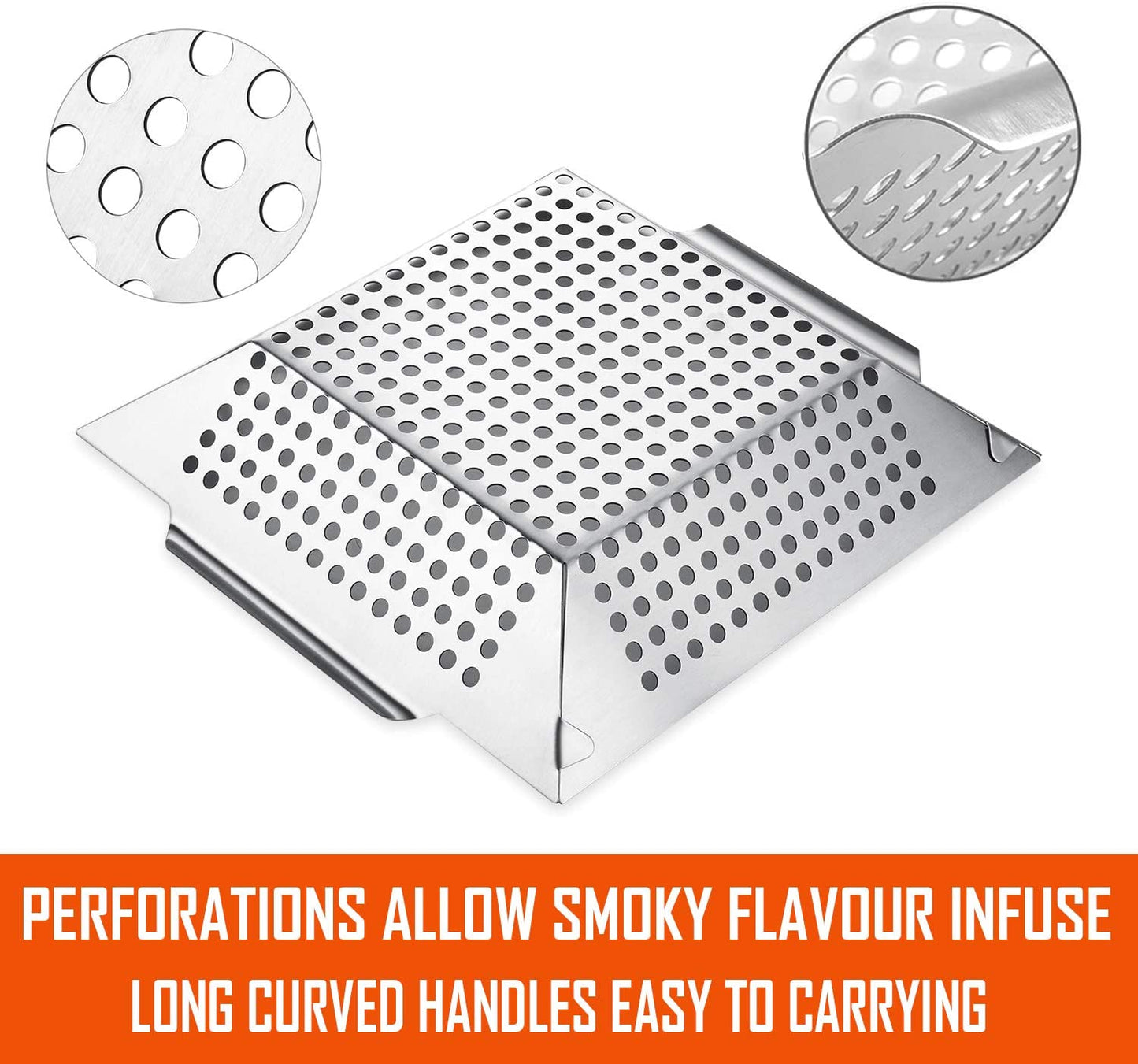 3 Pack Grill Baskets for Outdoor Grill, Heavy Duty Stainless Steel Vegetable Grill Basket, Grilling Basket for Veggies, Grilling Accessories for All Grills & Smokers - Grilling Gifts for Men