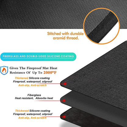 Thickened 48X36 Inches under Grill Mat for Outdoor Grill,Double-Sided Fireproof Grill Pad for Fire Pit,Indoor Fireplace Mat Fire Pit Mat,Oil-Proof Waterproof BBQ Protector for Deck and Patio