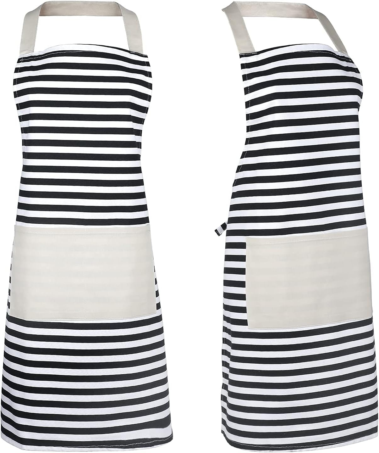 Kitchen Apron Women, Apron with Pockets,Striped Apron, Cooking Aprons for Women, Kitchen Bib Apron for Baking