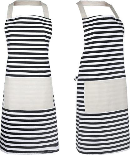 Kitchen Apron Women, Apron with Pockets,Striped Apron, Cooking Aprons for Women, Kitchen Bib Apron for Baking