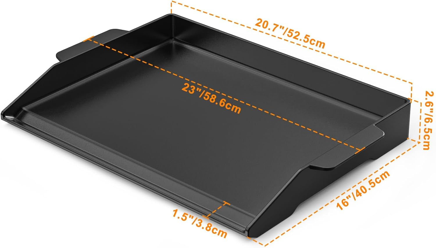 Universal Cast Iron Cooking Griddle, Nonstick Coating Griddle Flat Top Grill Plate with Extra High Sidewalls for All Gas Grills and 4 Burner Range Oven, 23" X 16"