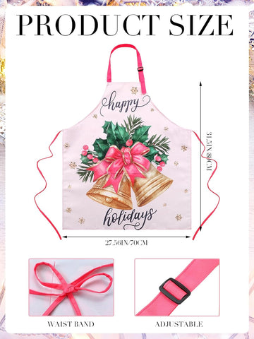 Image of 6 Pcs Christmas Aprons Waterproof Holiday Kitchen Aprons Adjustable Baking Cooking Aprons for Christmas