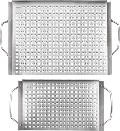 76630 Stainless Steel Grill Topper Grid, Set of 2, 11"X7" and 11"X17"