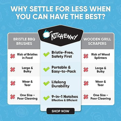 Grill Scraper for Outdoor Grill - BBQ Grill Accessories, Bristle-Free Camping Accessories, Perfect BBQ Gifts for Men Who like Grilling, Stocking Stuffers for Adults, Dads Who Have Everything