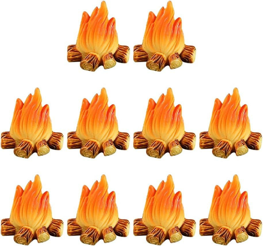 Toyvian 10Pcs Miniature Campfire Dollhouse Fire Ornament Decor Model Fire Model Handicraft Fake Fire Kids Pretend Toy Resin Bonfire Model Miniature Decoration