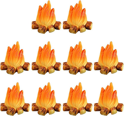 Toyvian 10Pcs Miniature Campfire Dollhouse Fire Ornament Decor Model Fire Model Handicraft Fake Fire Kids Pretend Toy Resin Bonfire Model Miniature Decoration