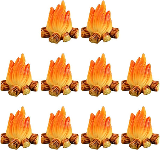 Toyvian 10Pcs Miniature Campfire Dollhouse Fire Ornament Decor Model Fire Model Handicraft Fake Fire Kids Pretend Toy Resin Bonfire Model Miniature Decoration