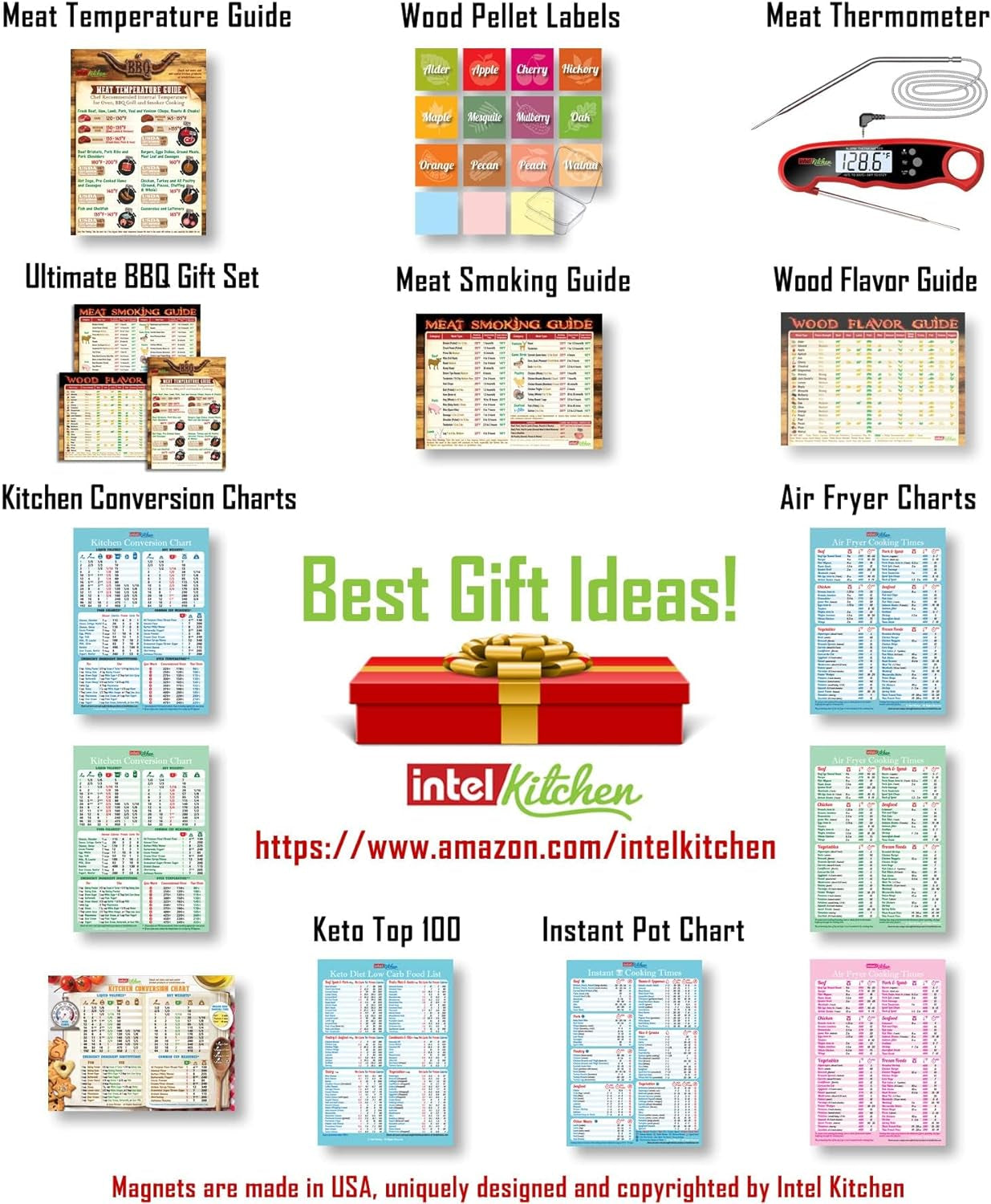 Must-Have Best Meat Smoking Guide the Only Magnet Has 47 Meats Smoking Time & Target Temperature Compatible for Traeger and Other BBQ Grill Smokers Accessories Men Dad Son Gifts Wood Pellets Chips Rub