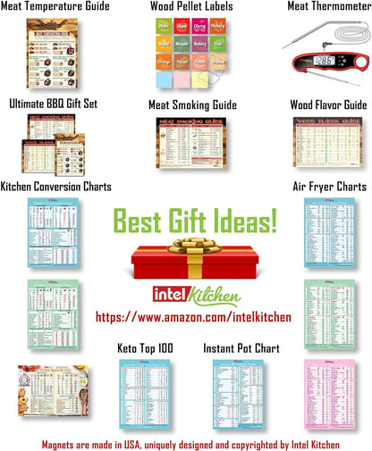 Must-Have Best Meat Smoking Guide the Only Magnet Has 47 Meats Smoking Time & Target Temperature Compatible for Traeger and Other BBQ Grill Smokers Accessories Men Dad Son Gifts Wood Pellets Chips Rub