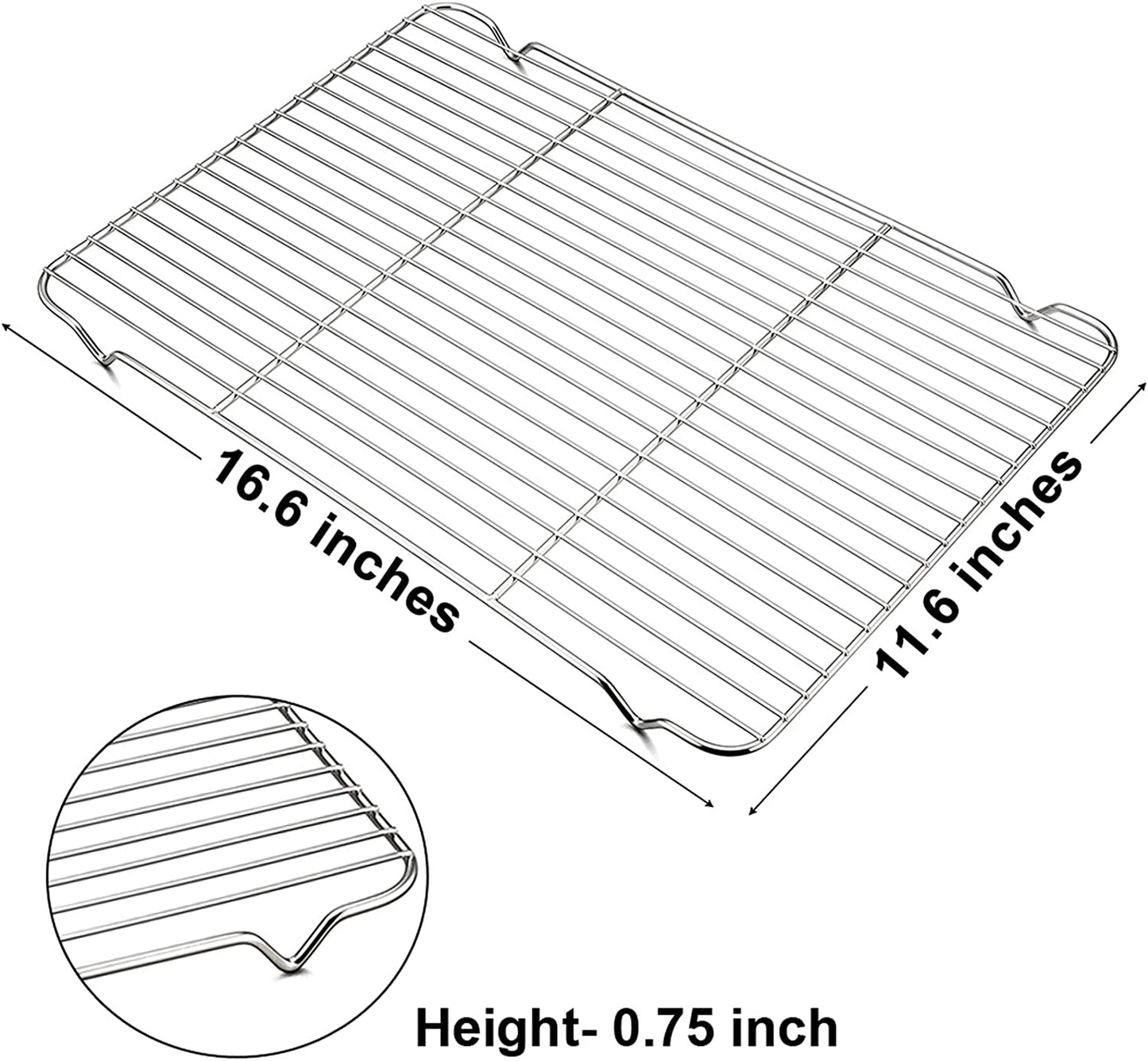Baking Rack Cooking Rack Set of 2-16.6''X11.6'', P&P CHEF Stainless Steel Wire Cooling Drying Roasting Rack, Fits Half Sheet Cookie Pans, Commercial Quality, Oven & Dishwasher Safe