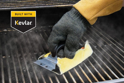 Q-Swiper Steam Clean BBQ Grill Cleaner Set - 1 Grill Brush with Scraper, 2 Heat Resistant Kevlar® Cloths, 1 Tray | Bristle Free | Safe Way to Steam Away Grill Grease & Grime