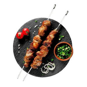 12PCS Kabob Skewers 15 Inch Long Stainless Steel Shish Kebob Sticks Flat Metal BBQ Barbecue Skewer Wide Reusable Grilling Ske