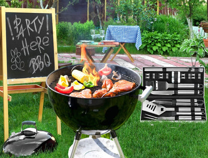 22PCS Heavy Duty Grill Accessories for Outdoor Grill Utensils Set Thicker Stainless Steel BBQ Tools Grilling Tools Set, Deluxe Barbecue Accessories Set Christmas Birthday Gifts for Men Women
