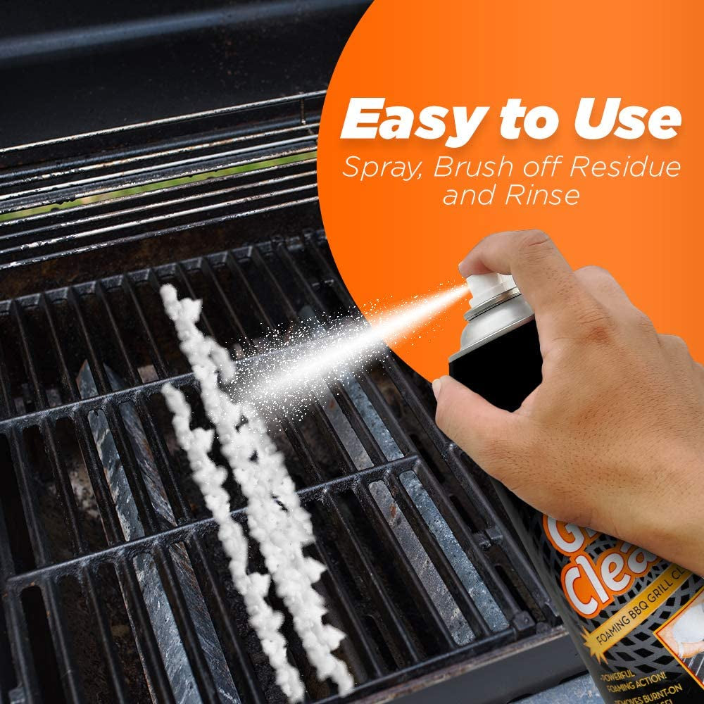 Grill Cleaner - Heavy Duty Foaming Spray for Cleaning Oven, Grilling Griddle & Iron Plate - Safe & Easy Grease Remover for Clean BBQ Racks & Grills