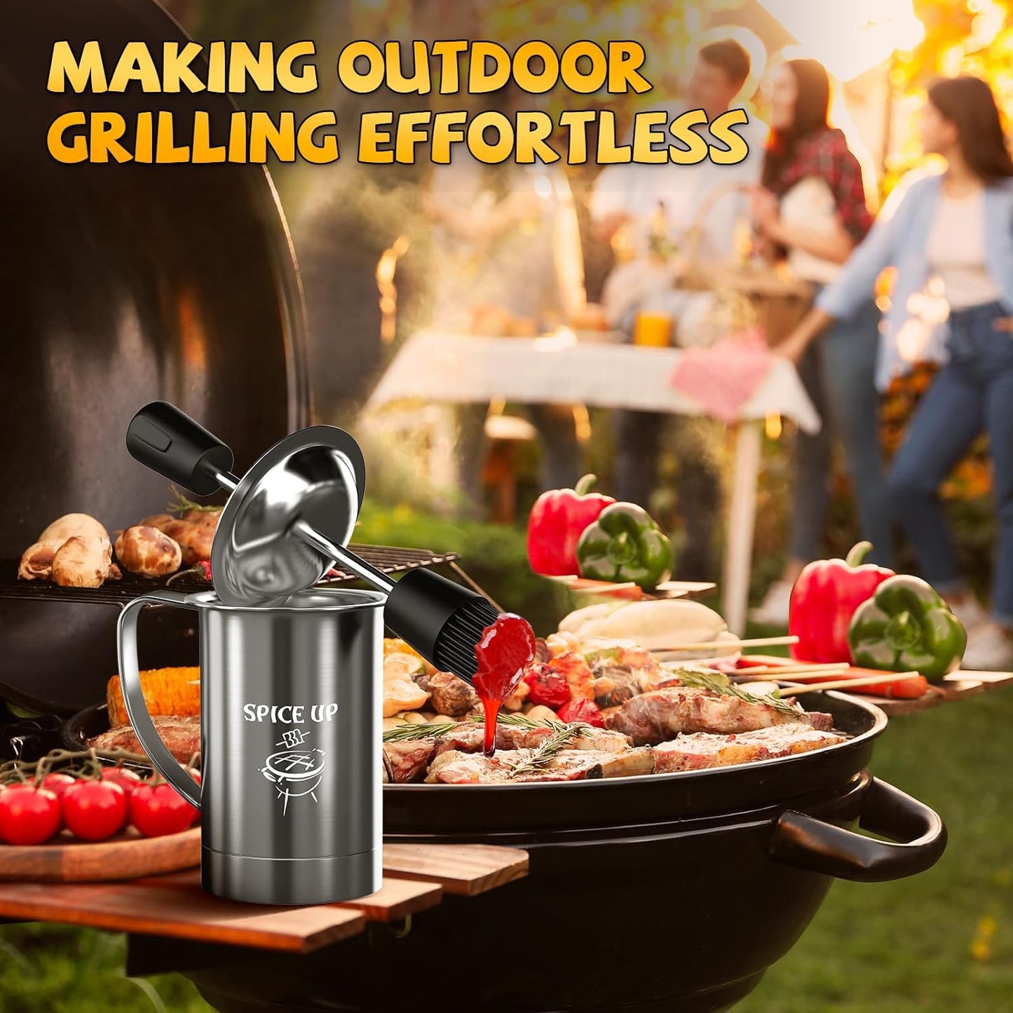 Grilling Gifts for Men Smoker Accessories - BBQ Sauce Pot and Basting Brush Set Cool Kitchen Gadgets, Unique Christmas Stocking Stuffer Gifts for Dad Father Son Grandfather Women Fun Cooking Supplies