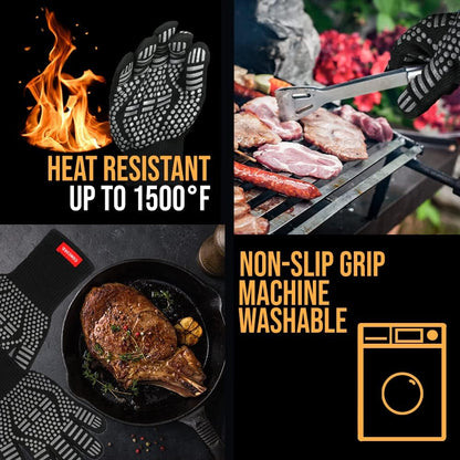Heat Proof Grilling Gloves. Great for Turkey Frying, Grilling, BBQ, Baking, Cooking. up to 1500 Degrees F.
