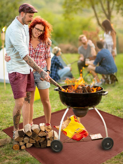 Fire Pit Mat - 39.4 * 37.8In Fireproof Stove Grill Mats Blanket for Wood Deck Insulation, Camping BBQ Temperature Resistant Rugs Accessories for outside Indoor Lawn Protection - Brown