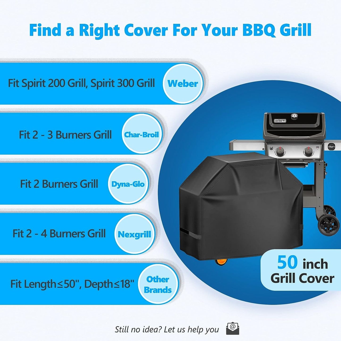 Homwanna Grill Cover 50 Inch - Superior BBQ Cover for Weber Spirit Gas Grill, 600D Outdoor Grill Cover for Weber Spirit 2, Barbecue Cover Waterproof Heavy Duty for Weber Spirit Ii 200 and Spirit 300
