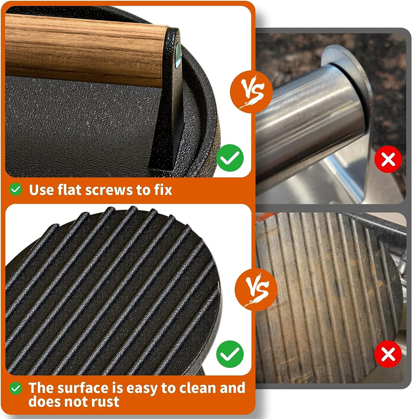 AIKKIL Burger Press, 7.08" round Heavy-Duty Cast Iron Smash Burger Press Meat Steak with Wood Handle for Blackstone, Blackstone Griddle Accessories for Sandwiches, Paninis(Round)